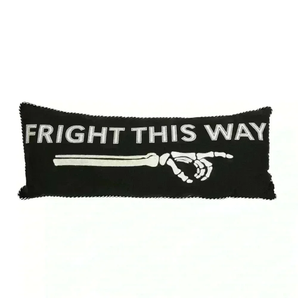 NEW LED LIGHT UP Embroidered Accent / Throw Pillow FRIGHT THIS WAY - SO FUN!